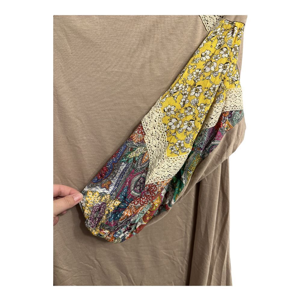 Umgee Anthropologie Patchwork Embroidered Long Sleeve Size Small Tan Mulicolor - Picture 3 of 5